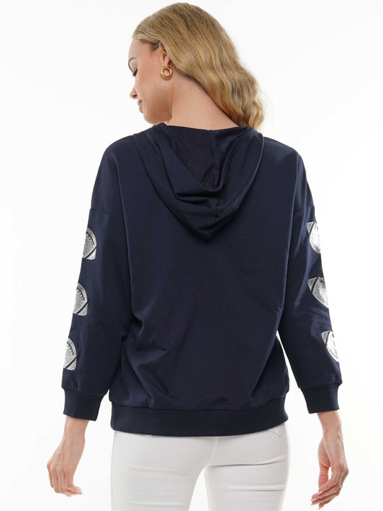 Half-zip hoodie with a relaxed fit and football sequin embroidery