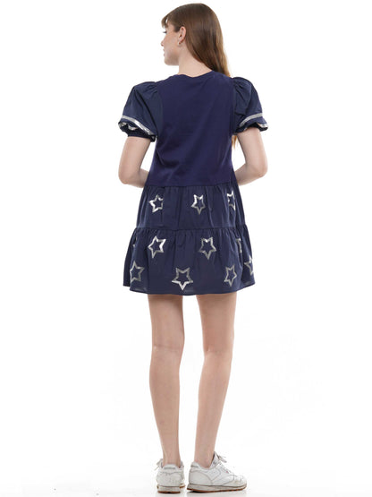 Poplin baby doll dress double 00 jersey