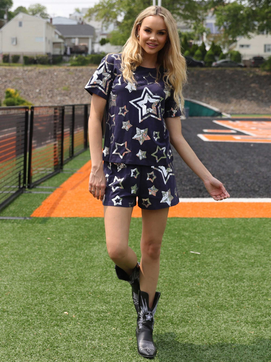 Sequin star pants