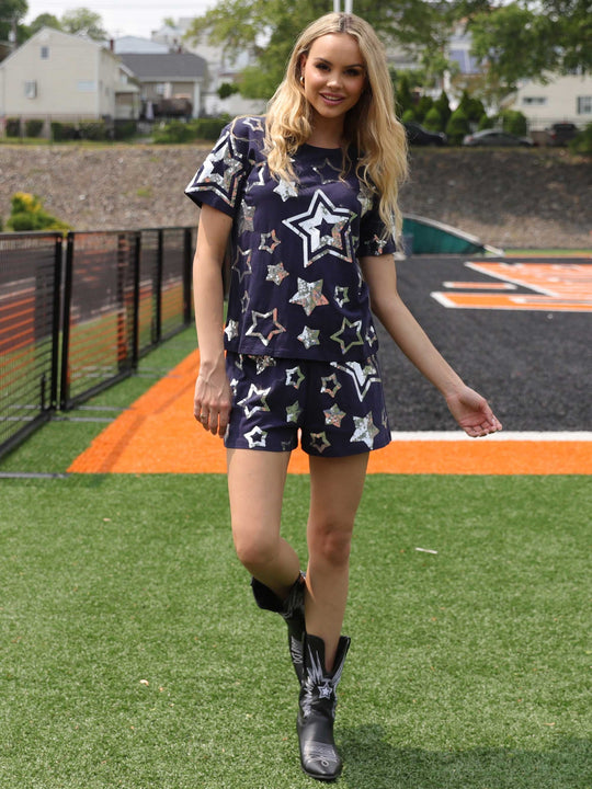 Sequin star pants