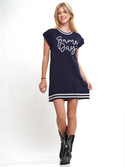 Gameday Ruffled Sleeve Knit Dress