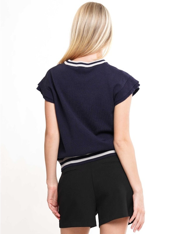 Game Day Ruffled Sleeve Knit