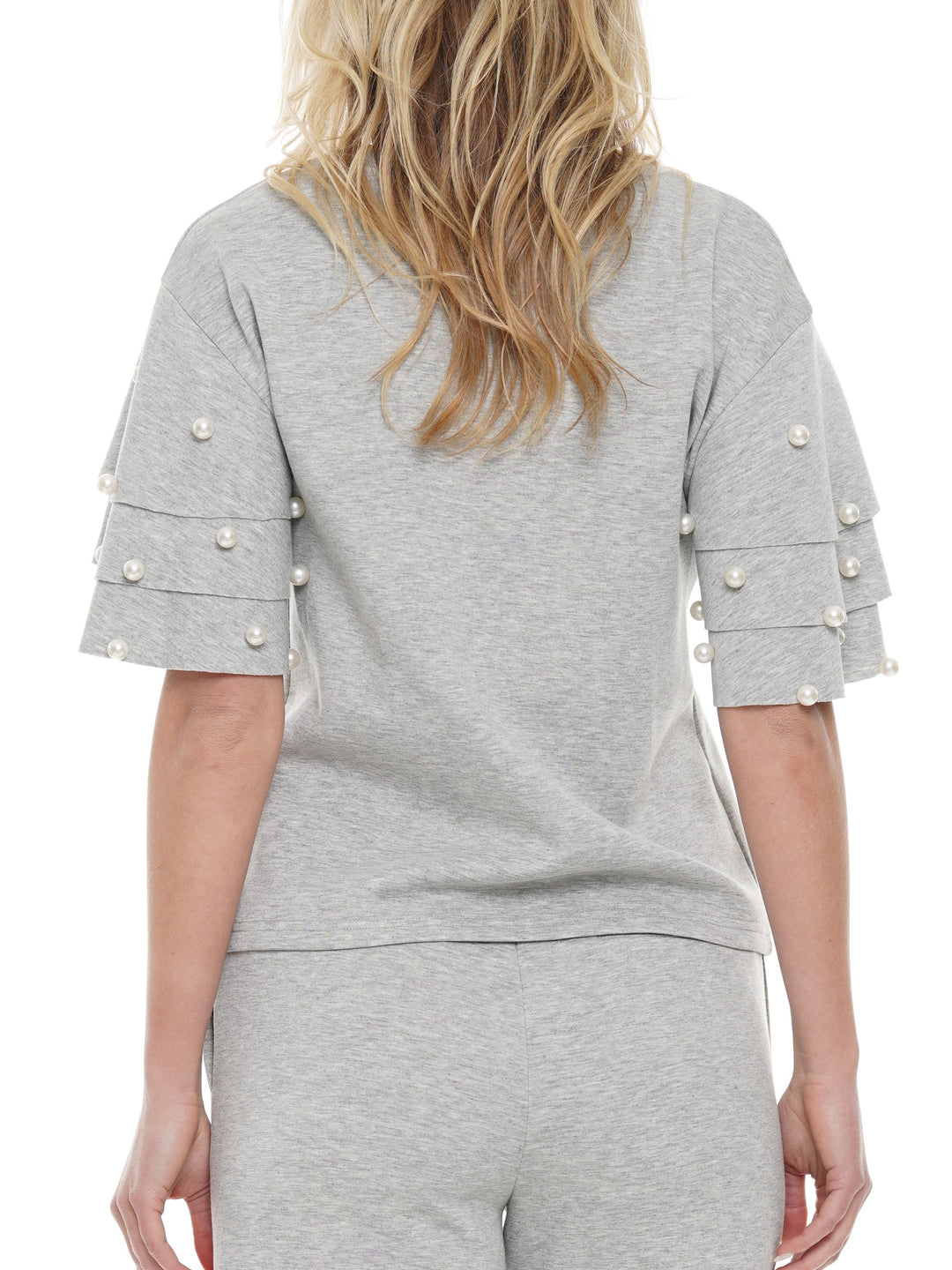 Oversized Pearl Ruffled Sleeve Top
