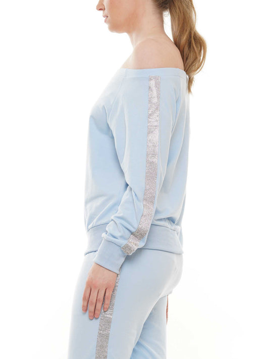 Rhinestone Trim Off-Shoulder Top