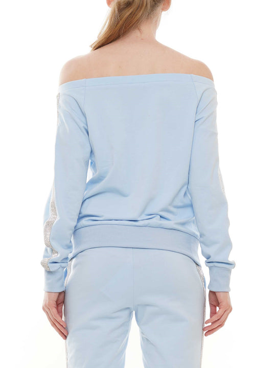 Rhinestone Trim Off-Shoulder Top