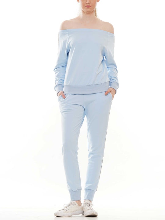 Rhinestone Trim Off-Shoulder Top