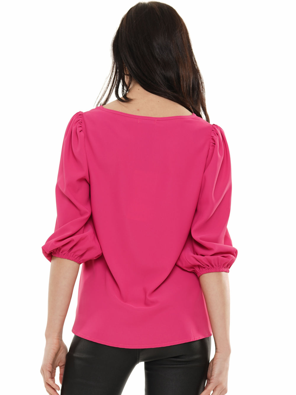 V neck elastic sleeve top