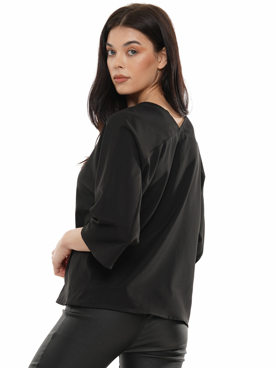 Chic V-neck blouse with 3/4 flared sleeves top