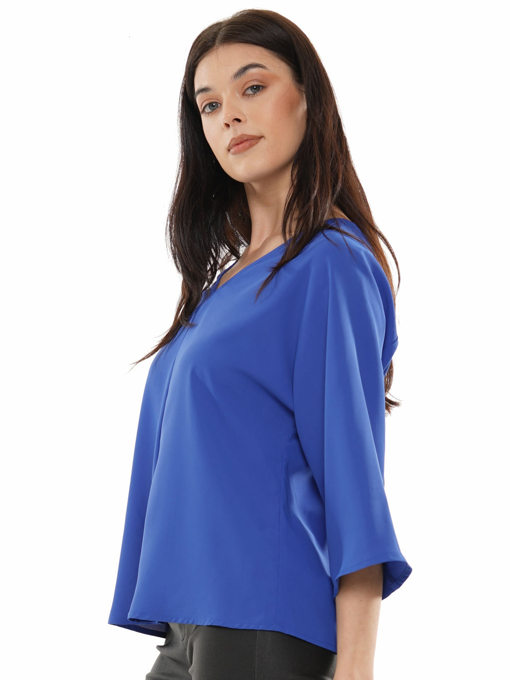 Chic V-neck blouse with 3/4 flared sleeves top