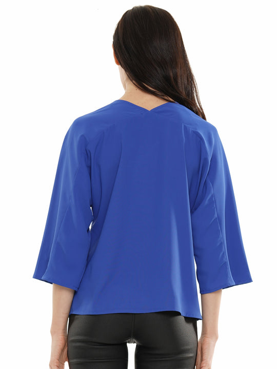 Chic V-neck blouse with 3/4 flared sleeves top