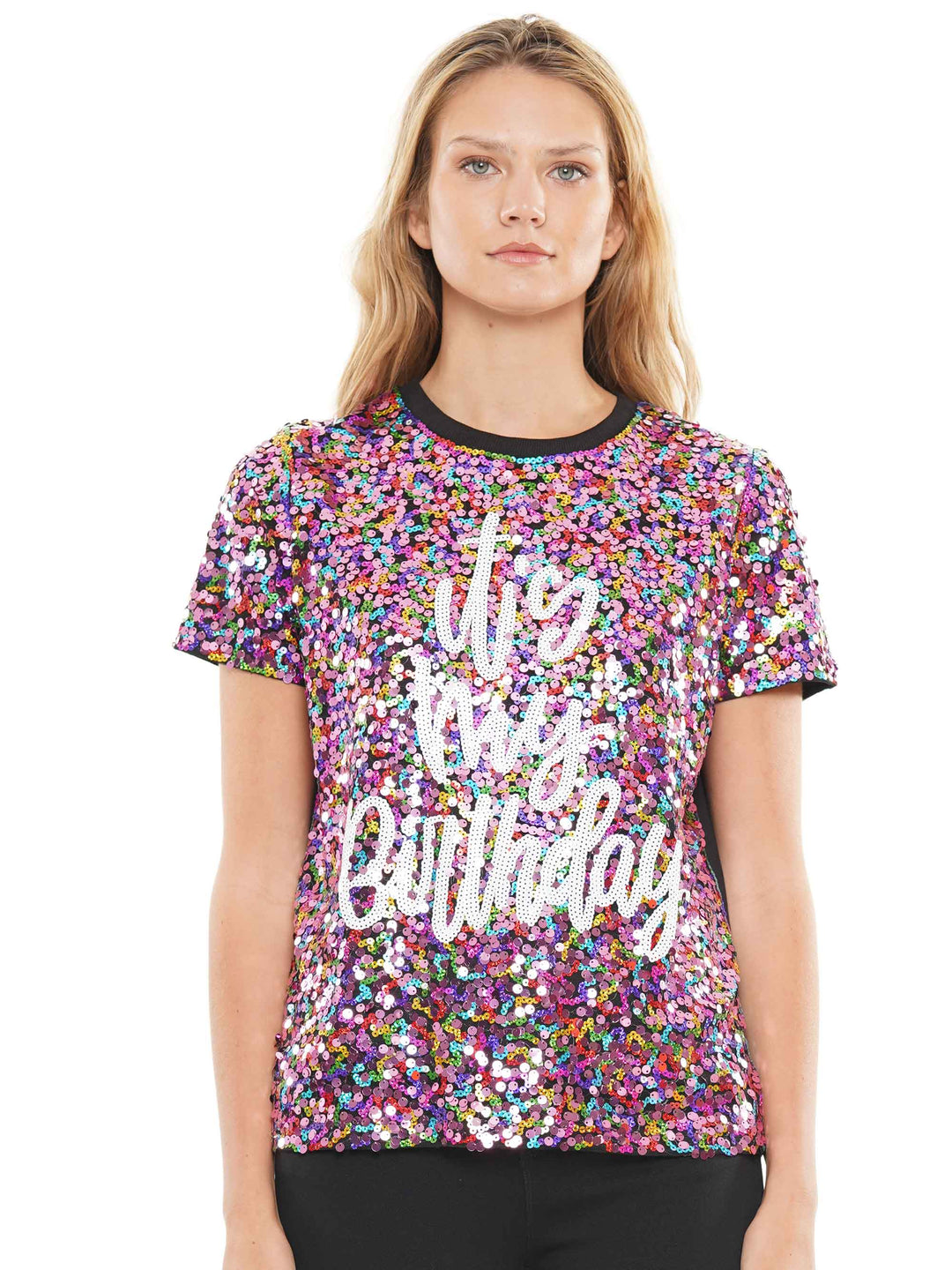 its my birthday colorful sequin top