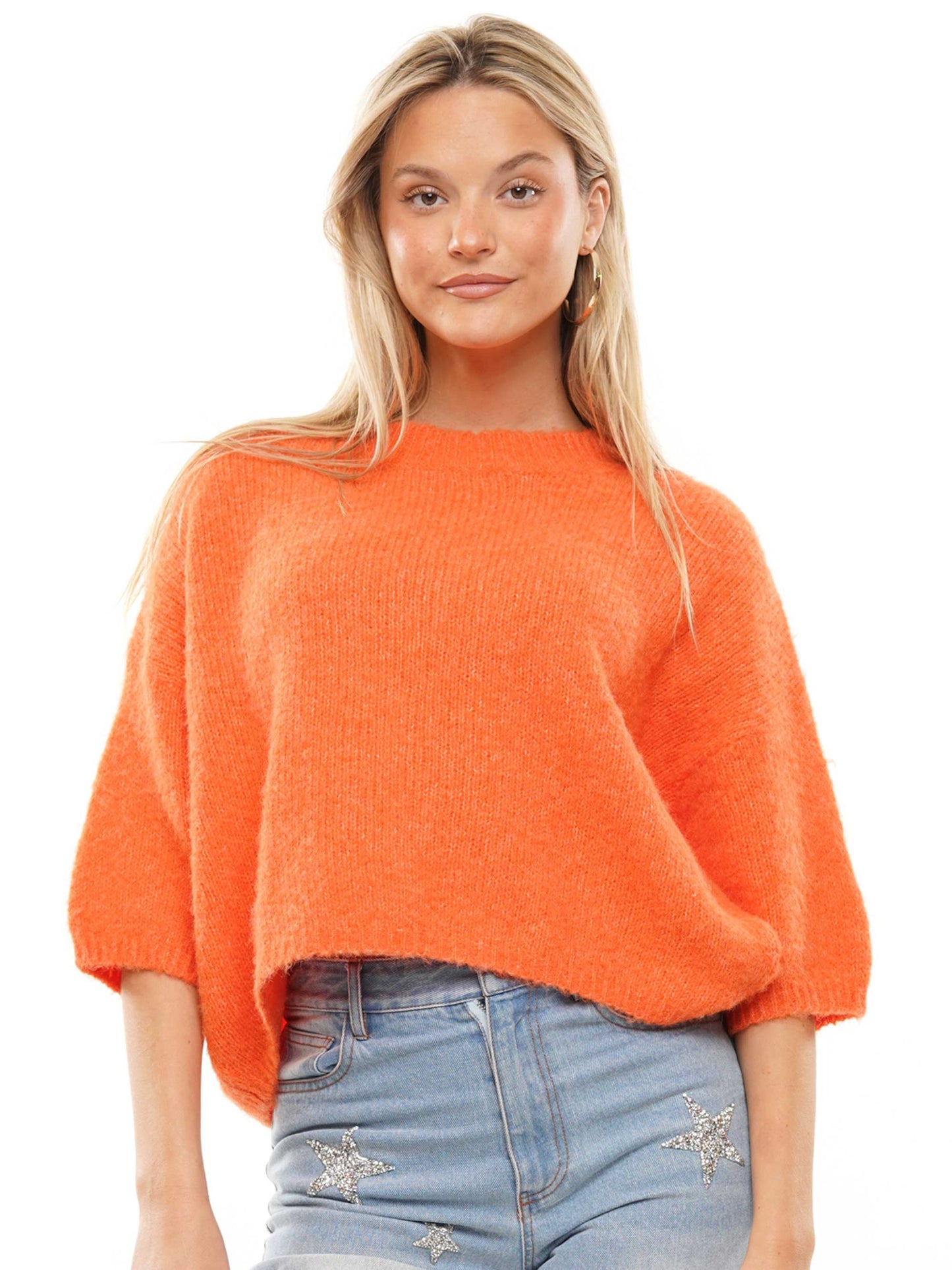 Knit short sleeve sweater