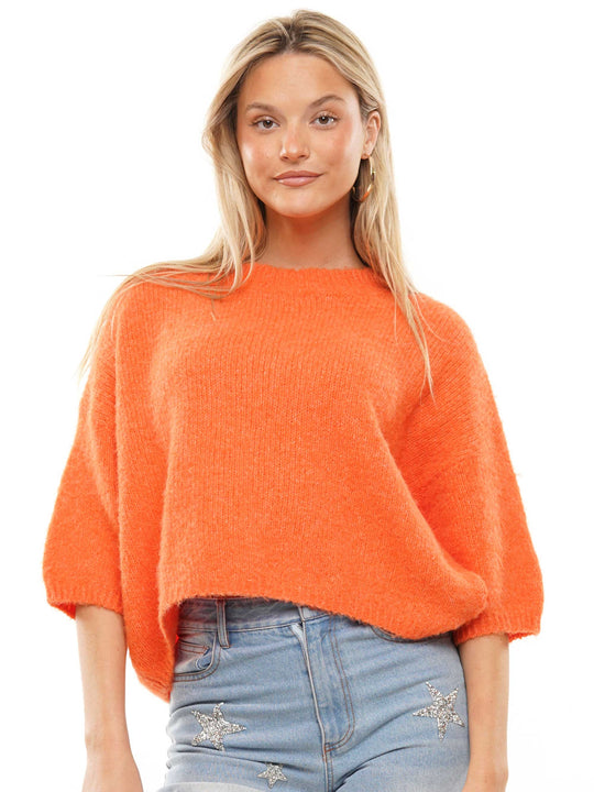 Knit short sleeve sweater