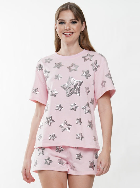 Sequin Star Top & Shorts 2-Piece Set