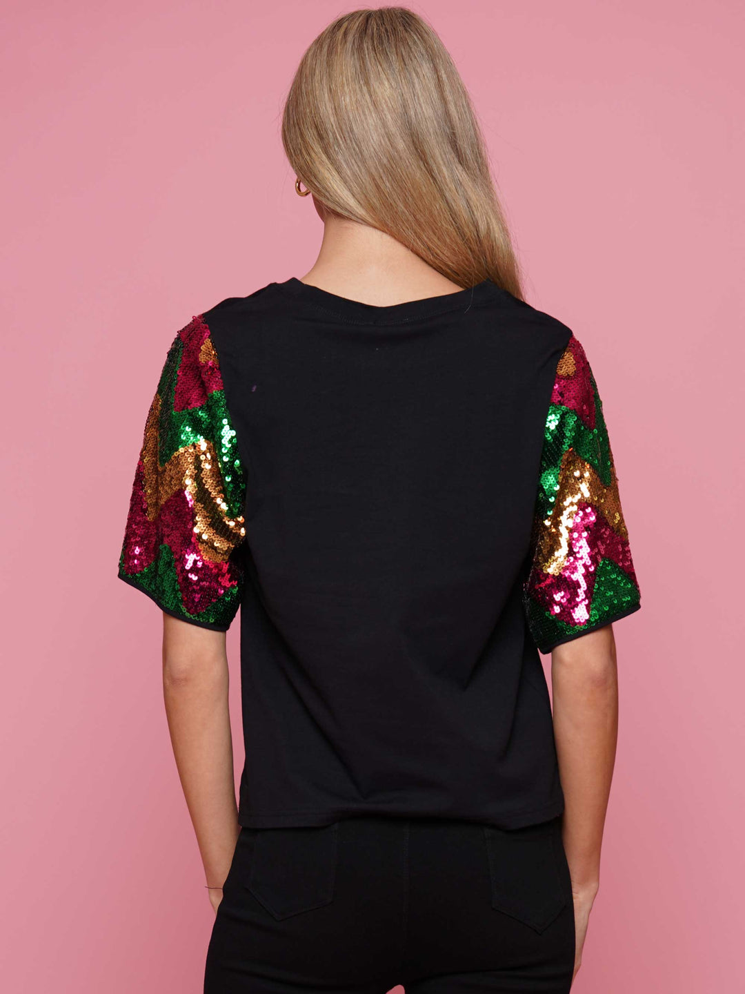 Mardi Gras Sequin Sleeve Top