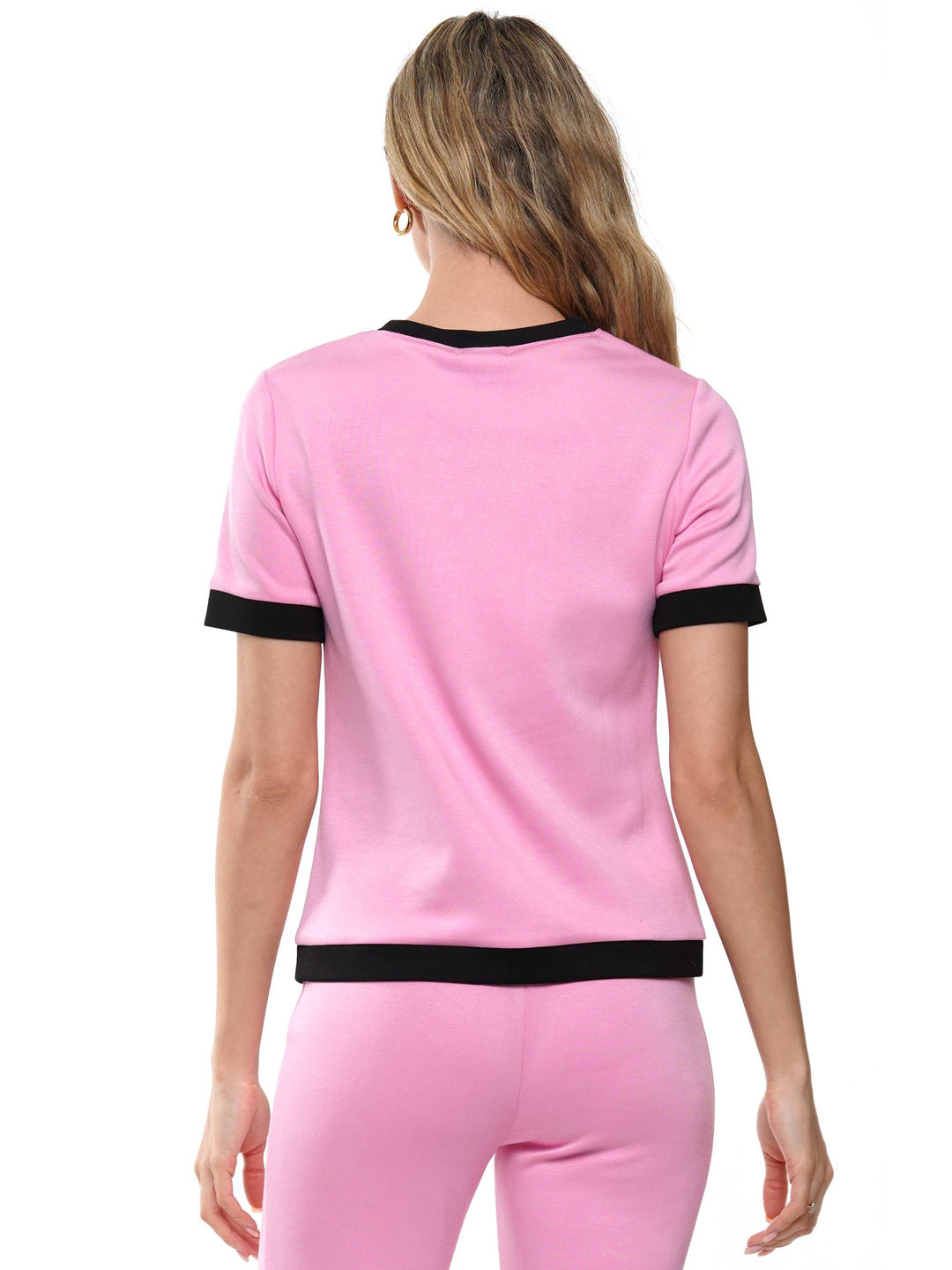 Super Soft Lyocell Color Block Top & Pants, Casual Loungewear Set
