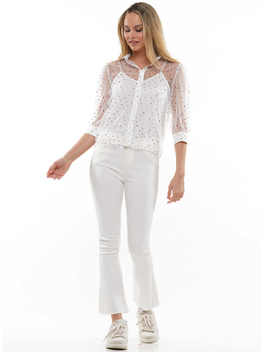 Mesh pattern blouse