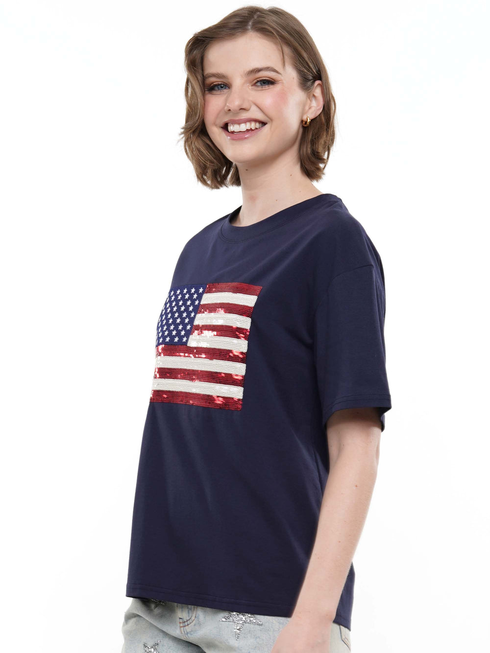 Sequin American Flag T-Shirt