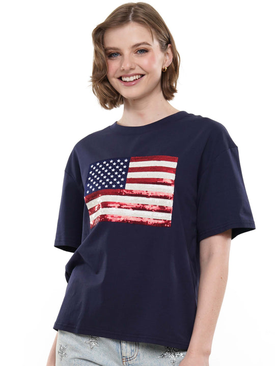 Sequin American Flag T-Shirt