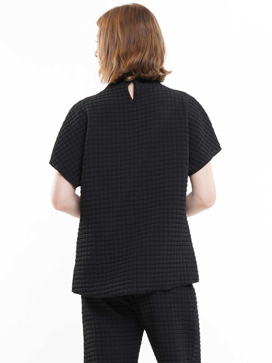 Waffle Textured Mock Neck Short Sleeve & Pants Set