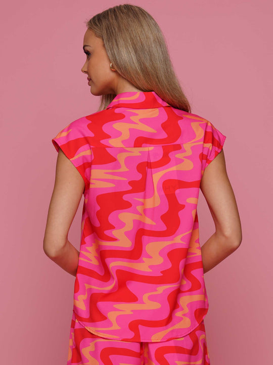 Wavy Print Top & Short Set