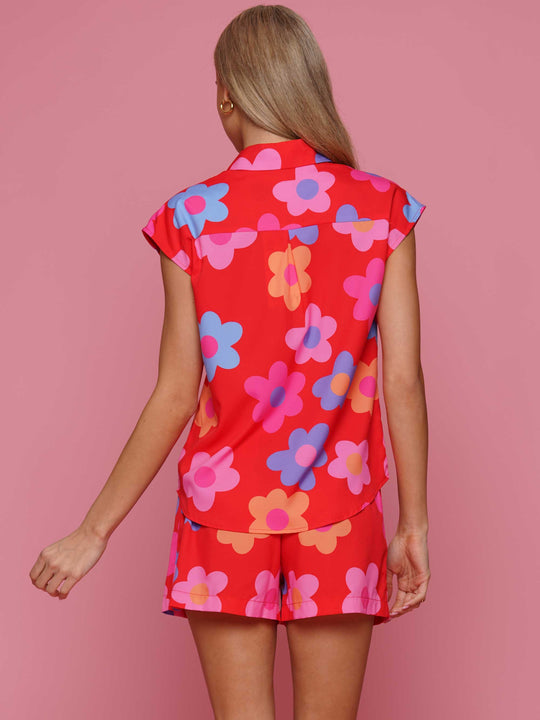 Flower print top and pants set