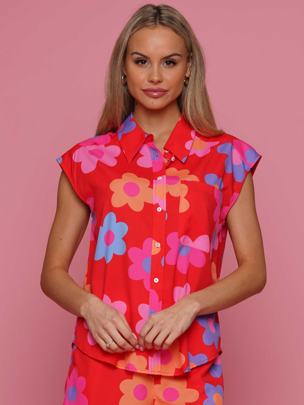 Flower print top and short set