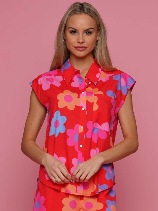 Flower print top and pants set