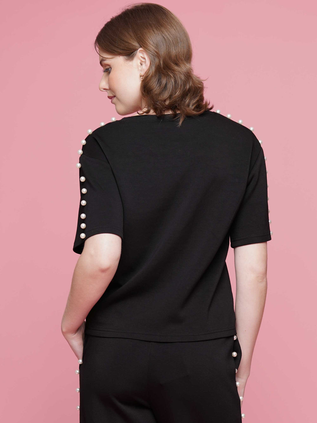 Light Lyocell Short Sleeve Lined Pearl Top