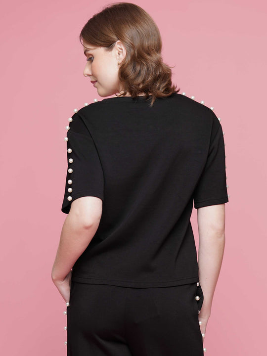 Light Lyocell Short Sleeve Lined Pearl Top