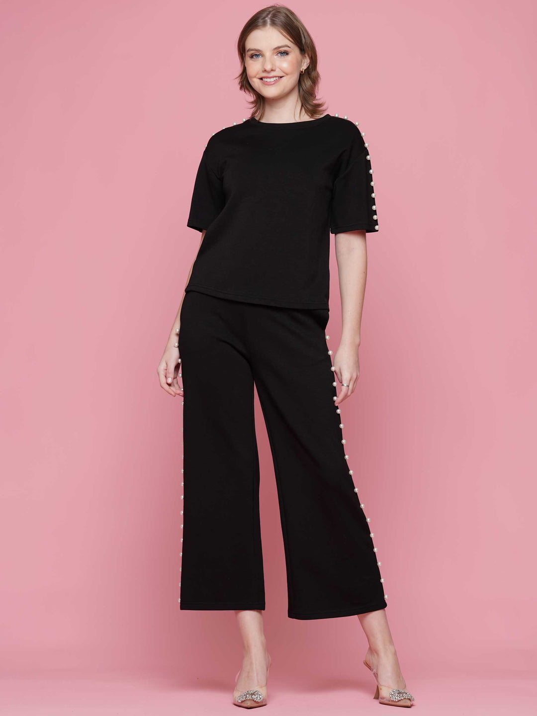 Light Lyocell Short Sleeve Lined Pearl Top