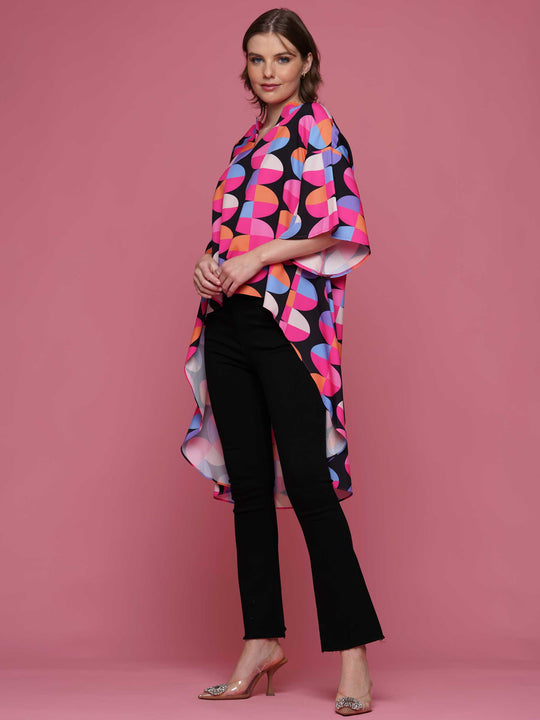 High Low Swirl Print Top