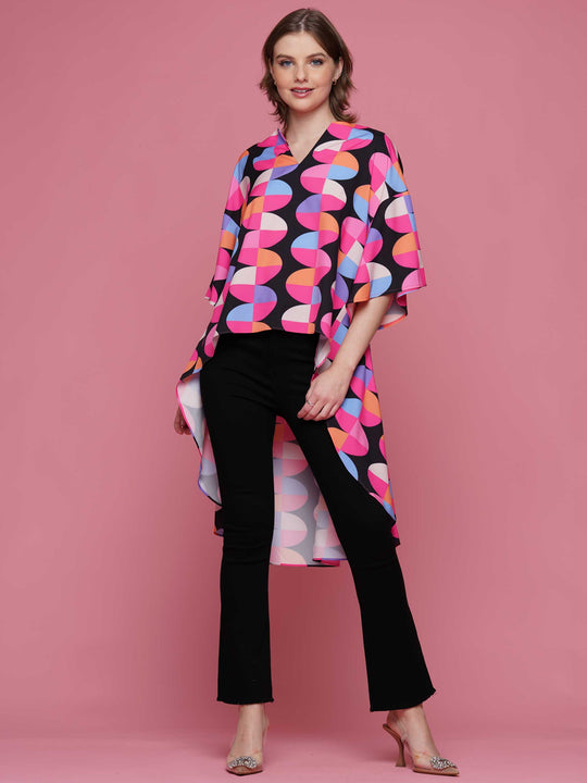 High Low Swirl Print Top