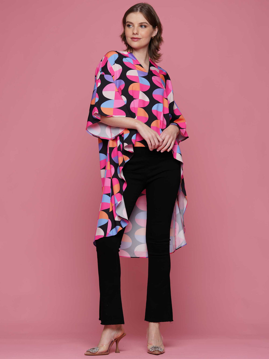 High Low Swirl Print Top