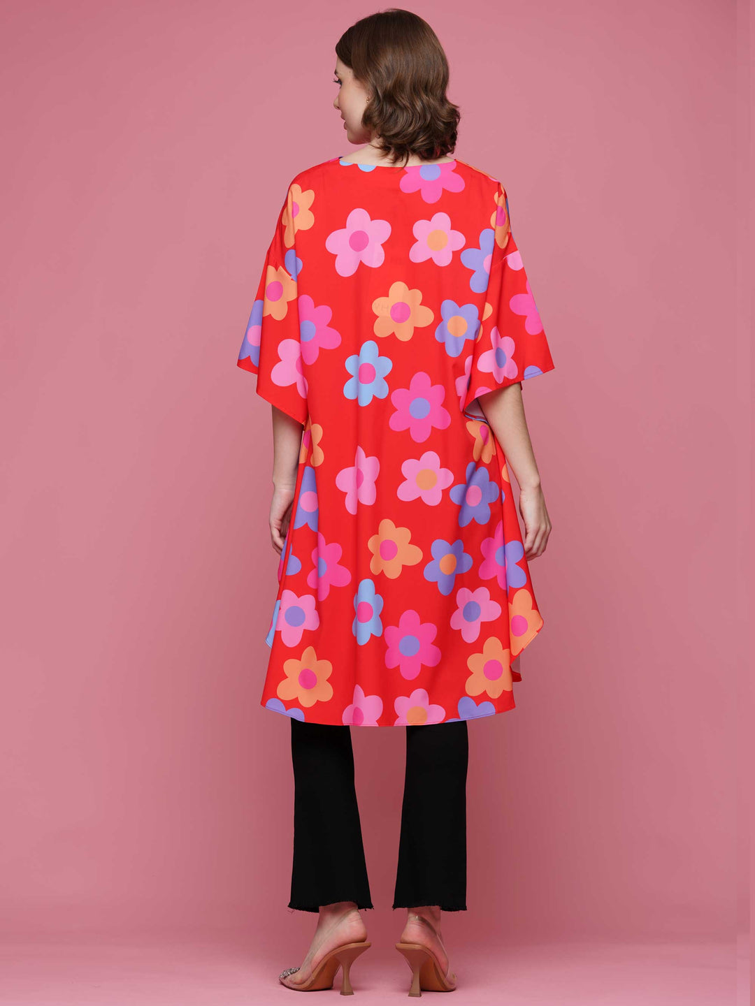 High Low Flower Print Top