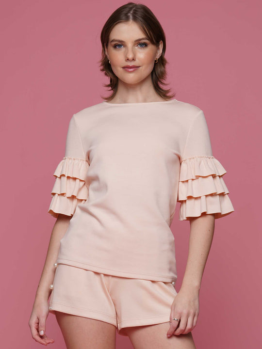 Super soft lyocell ruffled sleeve top
