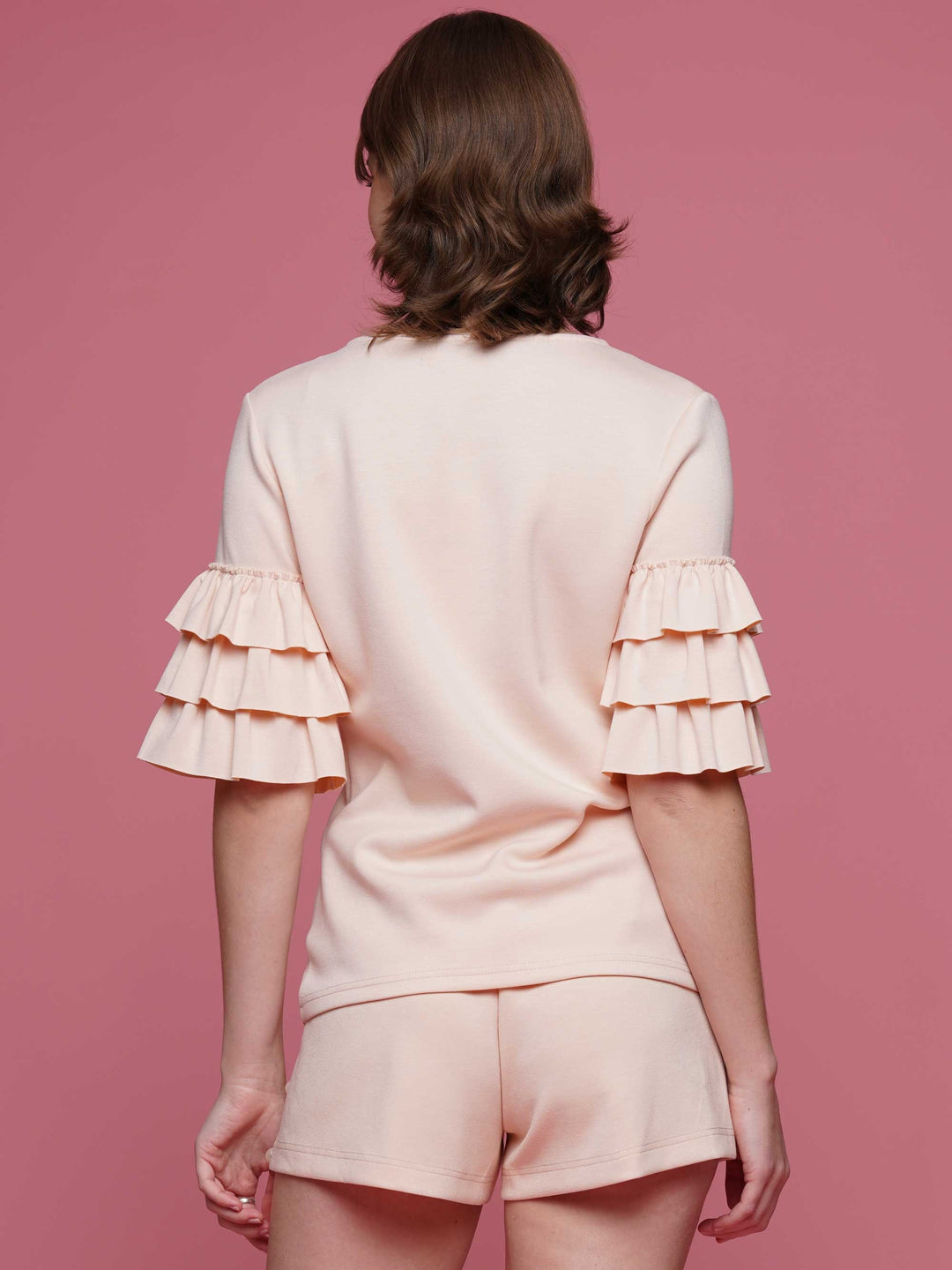 Super soft lyocell ruffled sleeve top
