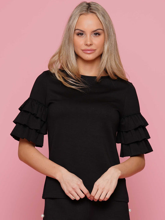 Super soft lyocell ruffled sleeve top