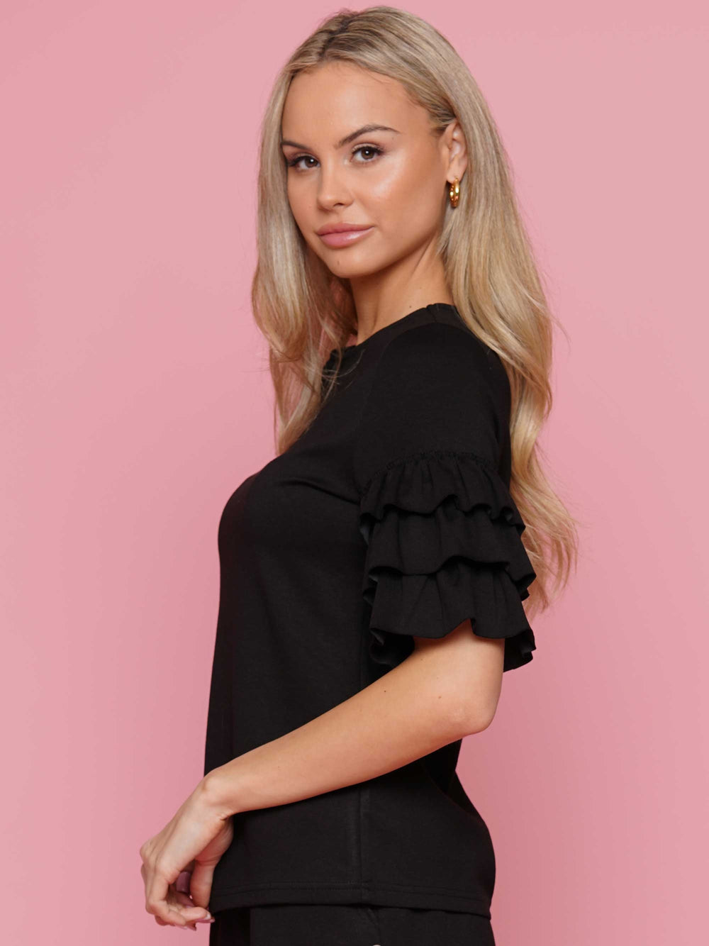 Super soft lyocell ruffled sleeve top