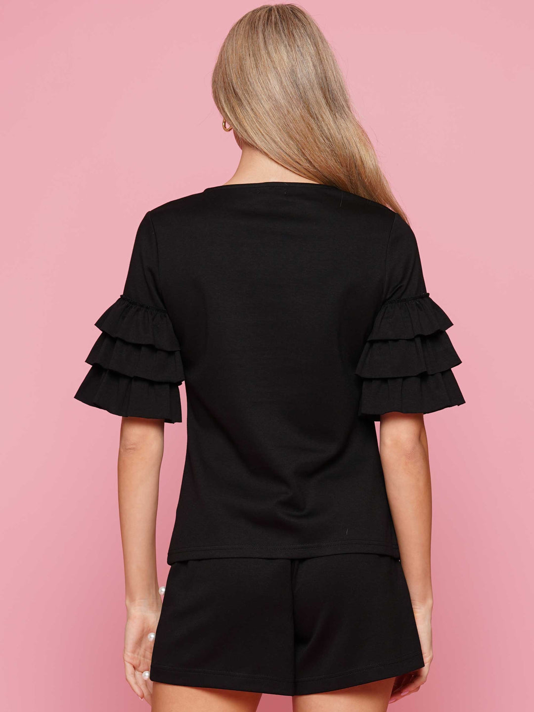Super soft lyocell ruffled sleeve top