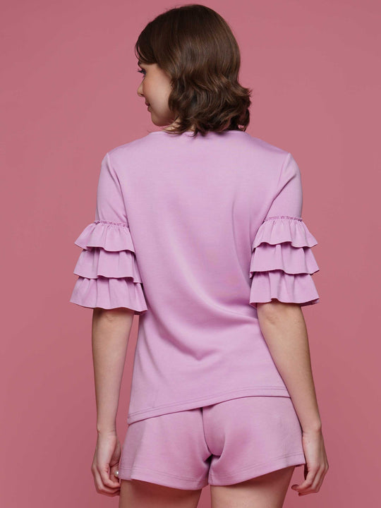 Super soft lyocell ruffled sleeve top