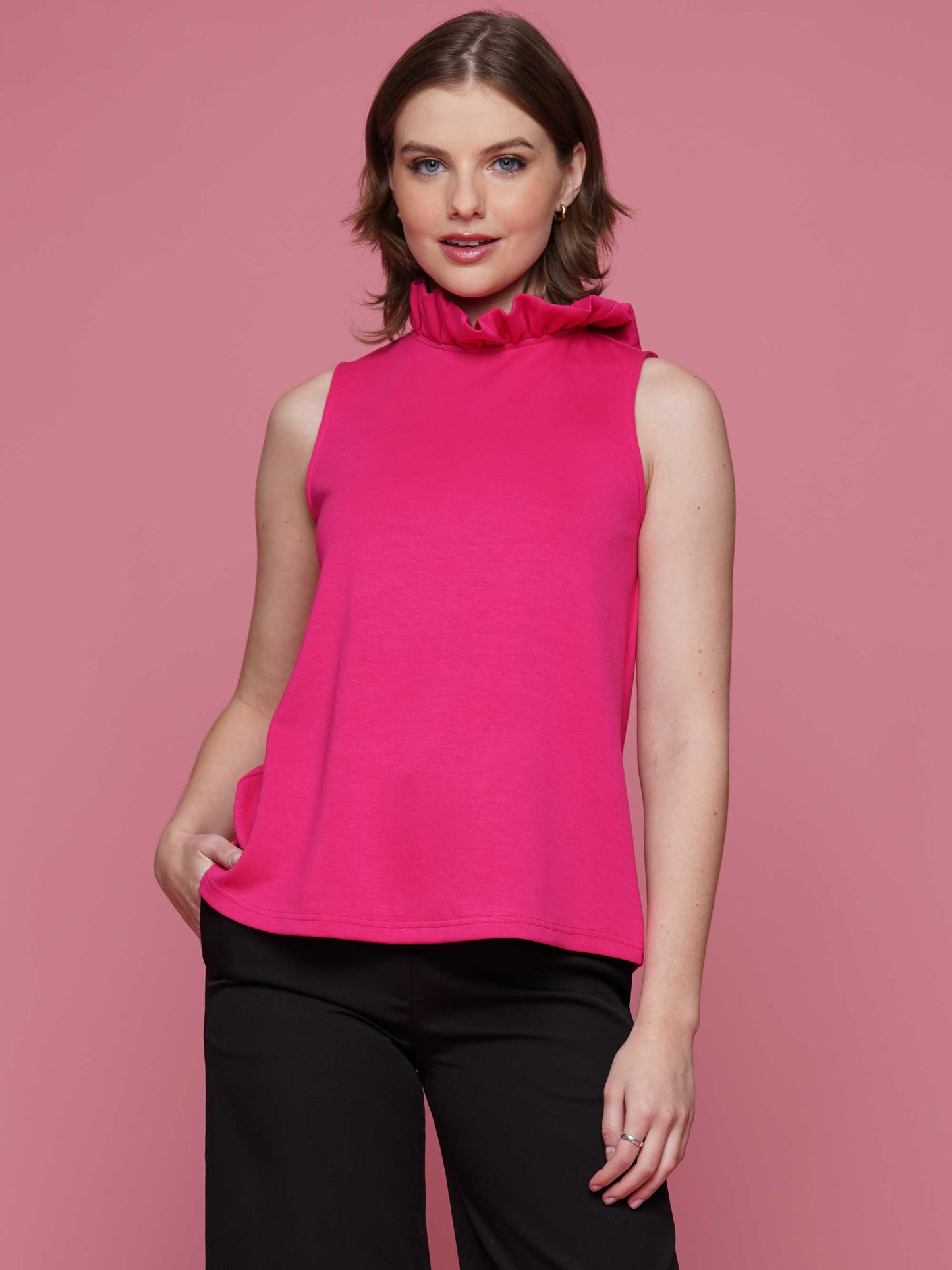 Sleeveless Ruffled Neck