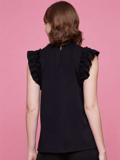 Soft Lyocell Ruffle Mock Neck