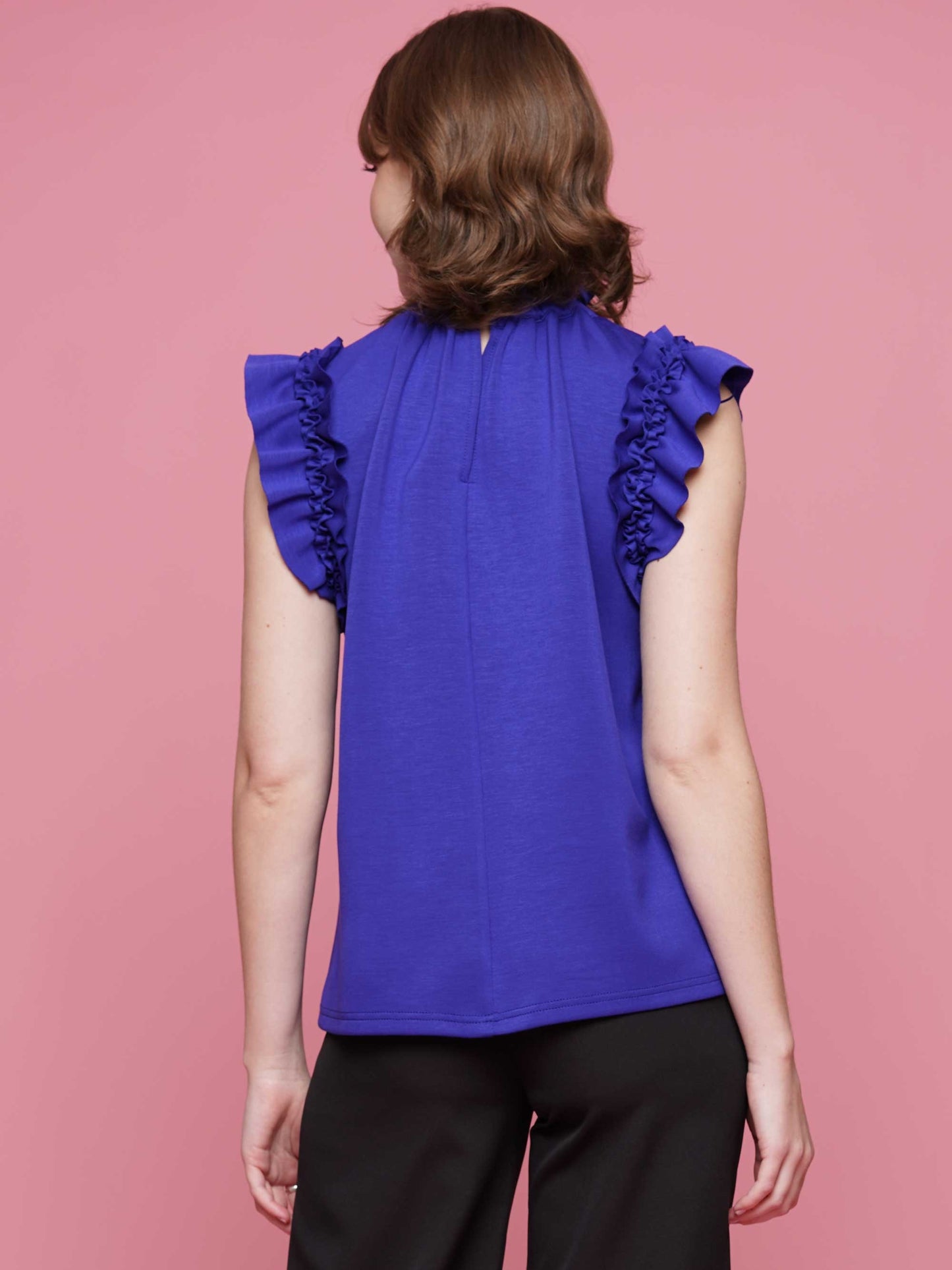 Soft Lyocell Ruffle Mock Neck