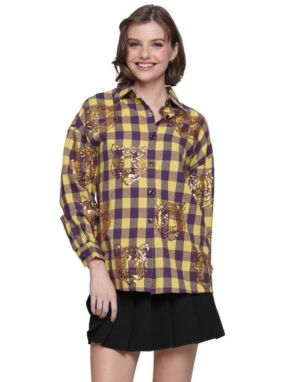 Sequin tiger flannel