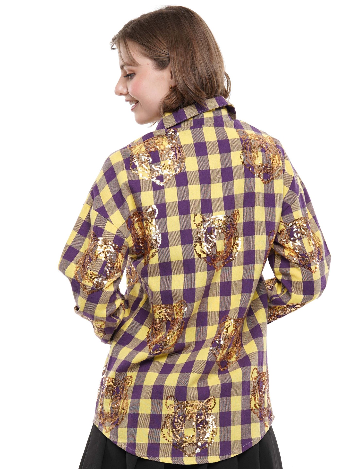 Sequin tiger flannel