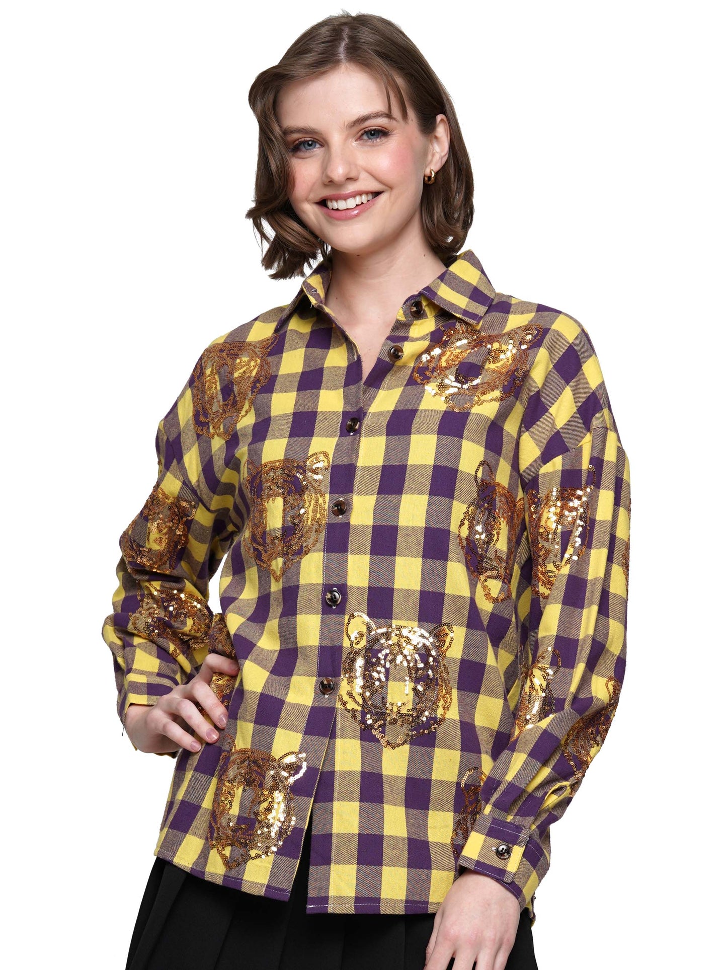 Sequin tiger flannel