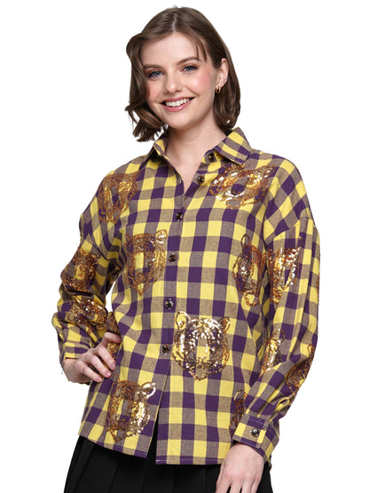 Sequin tiger flannel