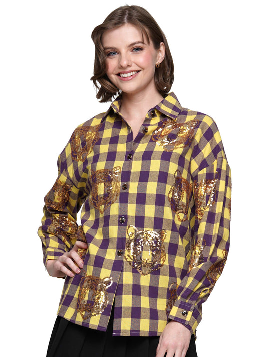 Sequin tiger flannel