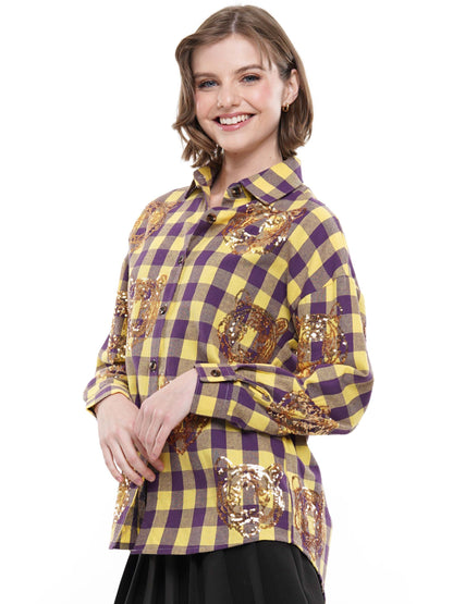 Sequin tiger flannel